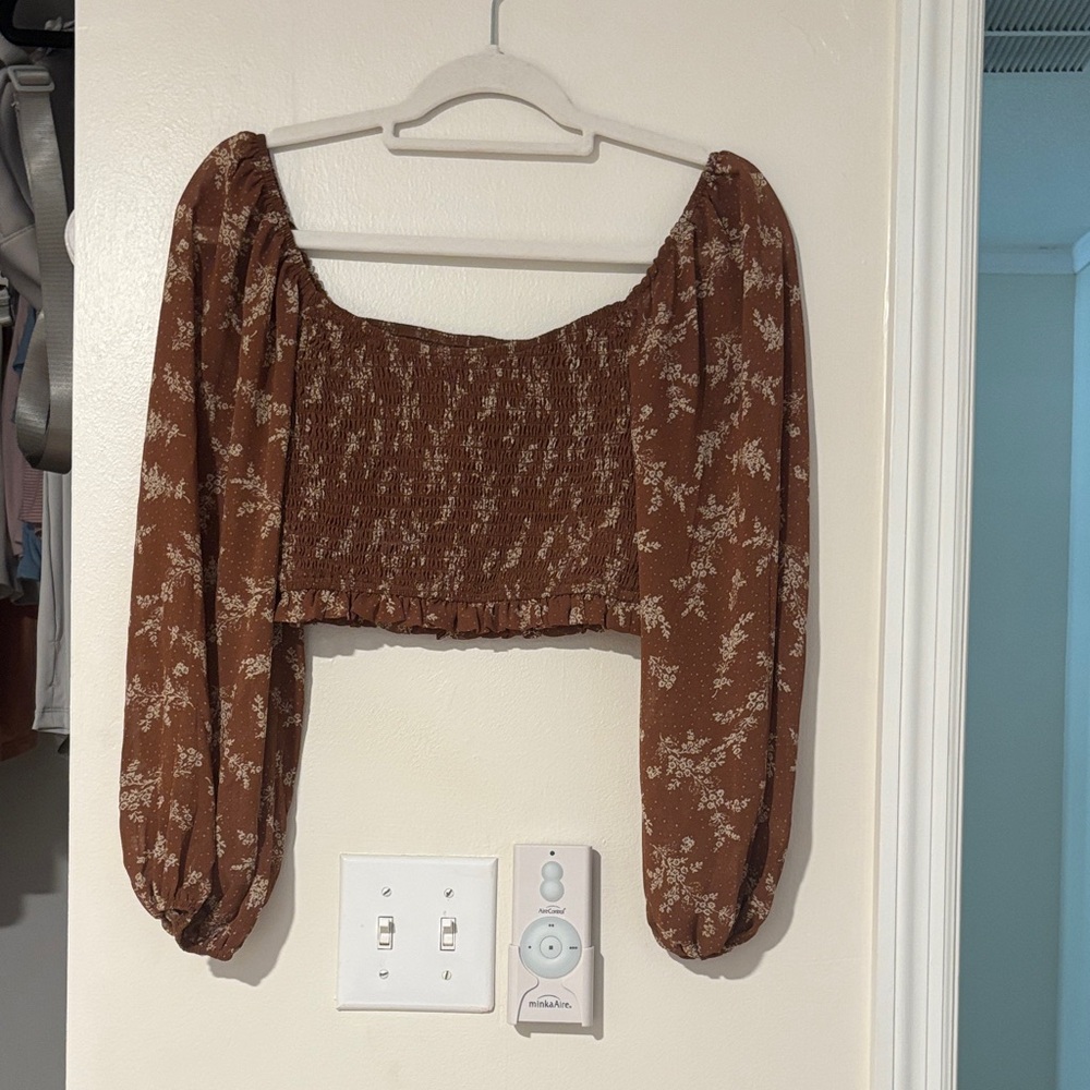 Altar'd State Brown Floral Blouse